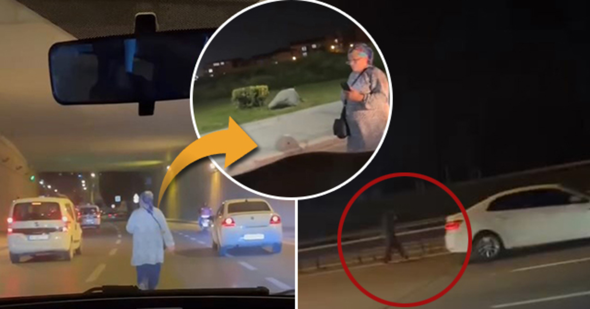 İstanbul’da iki ilginç olay: Akan trafiğe aldırış etmeden yol ortasında dakikalarca yürüdüler